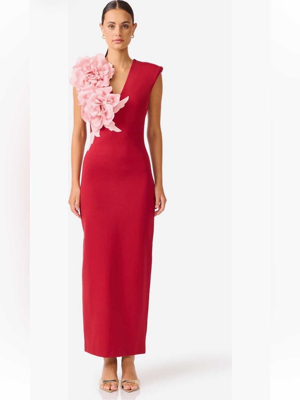 elliatt zahara red & pink 3d flower detail maxi gown dress size large NEW - Picture 16 of 17